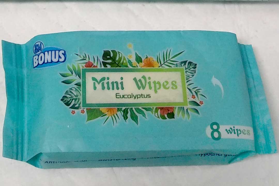 Mini wet water wipes